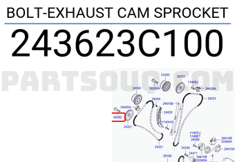 Hyundai / KIA 243623C100 BOLT-EXHAUST CAM SPROCKET