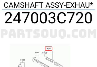 Hyundai / KIA 247003C720 CAMSHAFT ASSY-EXHAU*
