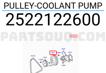 Hyundai / KIA 2522122600 PULLEY-COOLANT PUMP