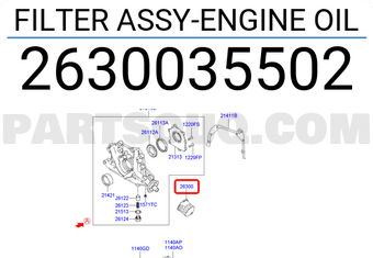 Hyundai / KIA 2630035502 FILTER ASSY-ENGINE OIL