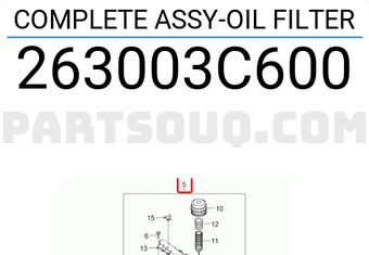 Hyundai / KIA 263003C600 COMPLETE ASSY-OIL FILTER