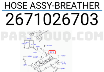Hyundai / KIA 2671026703 HOSE ASSY-BREATHER