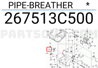 Hyundai / KIA 267513C500 PIPE-BREATHER *