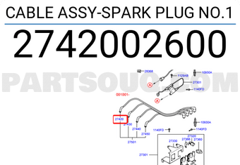 Hyundai / KIA 2742002600 CABLE ASSY-SPARK PLUG NO.1