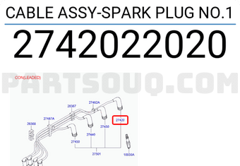 Hyundai / KIA 2742022020 CABLE ASSY-SPARK PLUG NO.1