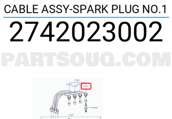 Hyundai / KIA 2742023002 CABLE ASSY-SPARK PLUG NO.1