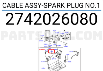 Hyundai / KIA 2742026080 CABLE ASSY-SPARK PLUG NO.1