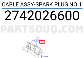 Hyundai / KIA 2742026600 CABLE ASSY-SPARK PLUG NO.1