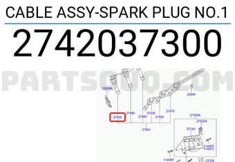 Hyundai / KIA 2742037300 CABLE ASSY-SPARK PLUG NO.1