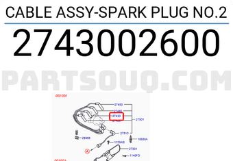 Hyundai / KIA 2743002600 CABLE ASSY-SPARK PLUG NO.2