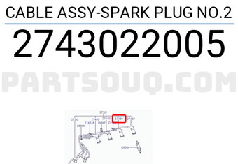 Hyundai / KIA 2743022005 CABLE ASSY-SPARK PLUG NO.2