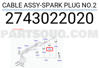 Hyundai / KIA 2743022020 CABLE ASSY-SPARK PLUG NO.2