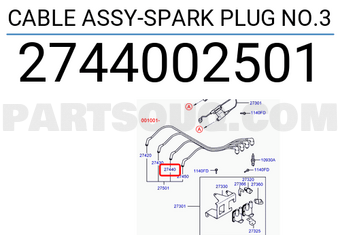 Hyundai / KIA 2744002501 CABLE ASSY-SPARK PLUG NO.3