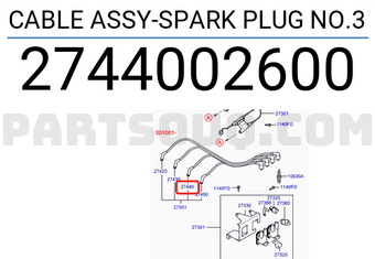 Hyundai / KIA 2744002600 CABLE ASSY-SPARK PLUG NO.3