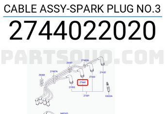 Hyundai / KIA 2744022020 CABLE ASSY-SPARK PLUG NO.3