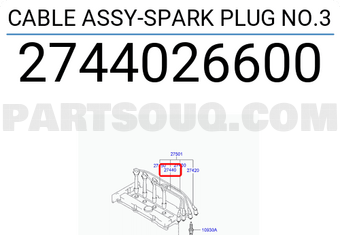 Hyundai / KIA 2744026600 CABLE ASSY-SPARK PLUG NO.3