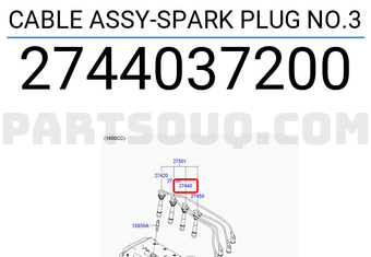 Hyundai / KIA 2744037200 CABLE ASSY-SPARK PLUG NO.3