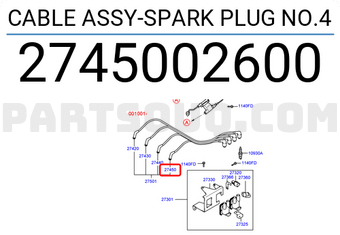 Hyundai / KIA 2745002600 CABLE ASSY-SPARK PLUG NO.4