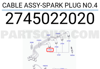 Hyundai / KIA 2745022020 CABLE ASSY-SPARK PLUG NO.4