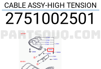 Hyundai / KIA 2751002501 CABLE ASSY-HIGH TENSION