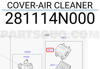 Hyundai / KIA 281114N000 COVER-AIR CLEANER