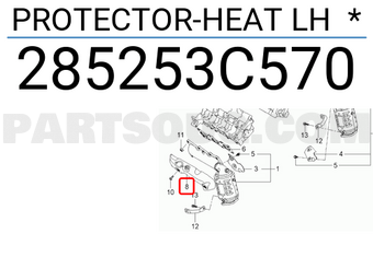 Hyundai / KIA 285253C570 PROTECTOR-HEAT LH *