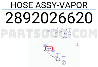 Hyundai / KIA 2892026620 HOSE ASSY-VAPOR
