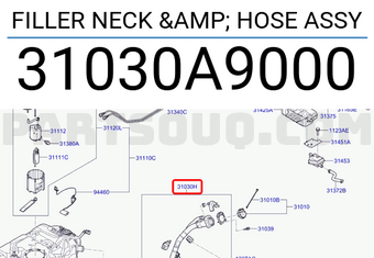 Hyundai / KIA 31030A9000 FILLER NECK & HOSE ASSY