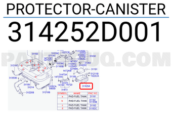 Hyundai / KIA 314252D001 PROTECTOR-CANISTER