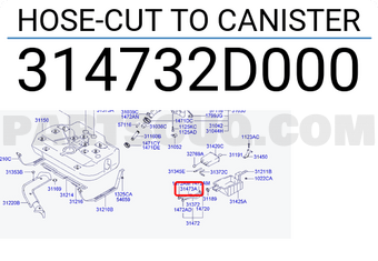 Hyundai / KIA 314732D000 HOSE-CUT TO CANISTER