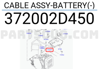 Hyundai / KIA 372002D450 CABLE ASSY-BATTERY(-)