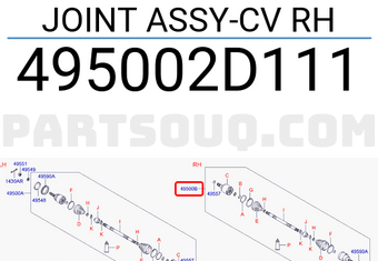 Hyundai / KIA 495002D111 JOINT ASSY-CV RH