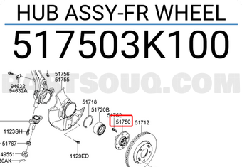 Hyundai / KIA 517503K100 HUB ASSY-FR WHEEL