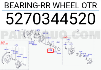 Hyundai / KIA 5270344520 BEARING-RR WHEEL OTR