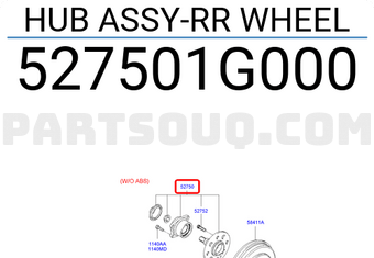 Hyundai / KIA 527501G000 HUB ASSY-RR WHEEL