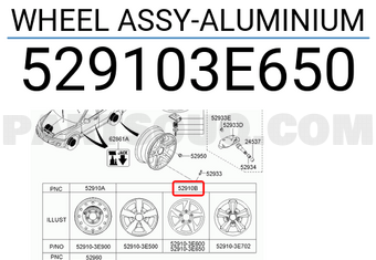 Hyundai / KIA 529103E650 WHEEL ASSY-ALUMINIUM