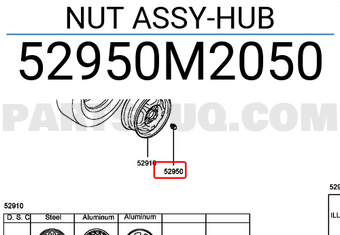 Hyundai / KIA 52950M2050 NUT ASSY-HUB