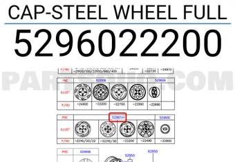 Hyundai / KIA 5296022200 CAP-STEEL WHEEL FULL