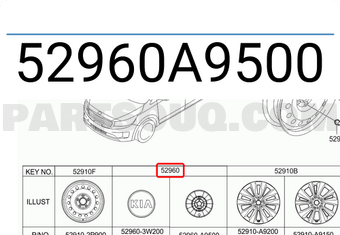 Hyundai / KIA 52960A9500 CAP ASSY-WHEEL HUB