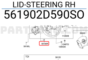 Hyundai / KIA 561902D590SO LID-STEERING RH