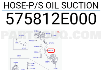 Aazon.co: Genuine OE 57581-38500 Hose - Power Steering Oil Suction