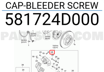 Hyundai / KIA 581724D000 CAP-BLEEDER SCREW
