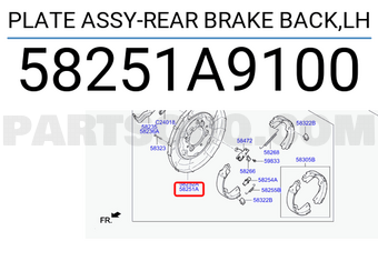 Hyundai / KIA 58251A9100 PLATE ASSY-REAR BRAKE BACK,LH