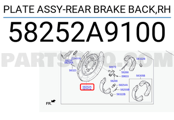Hyundai / KIA 58252A9100 PLATE ASSY-REAR BRAKE BACK,RH