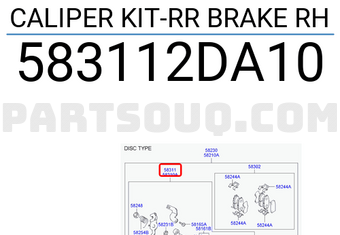 Hyundai / KIA 583112DA10 CALIPER KIT-RR BRAKE RH
