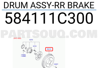 Hyundai / KIA 584111C300 DRUM ASSY-RR BRAKE
