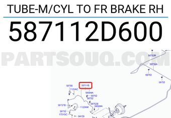 Hyundai / KIA 587112D600 TUBE-M/CYL TO FR BRAKE RH