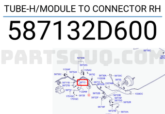 Hyundai / KIA 587132D600 TUBE-H/MODULE TO CONNECTOR RH