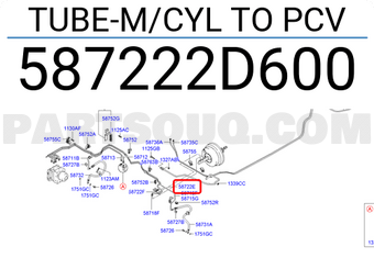 Hyundai / KIA 587222D600 TUBE-M/CYL TO PCV