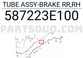 Hyundai / KIA 587223E100 TUBE ASSY-BRAKE RR,RH